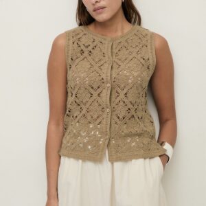 YERSE : Gilet en maille effet crochet